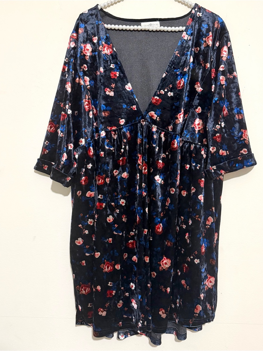 Natural Life Stella Velvet Floral Boho Dress SIZE XL - Picture 2 of 5